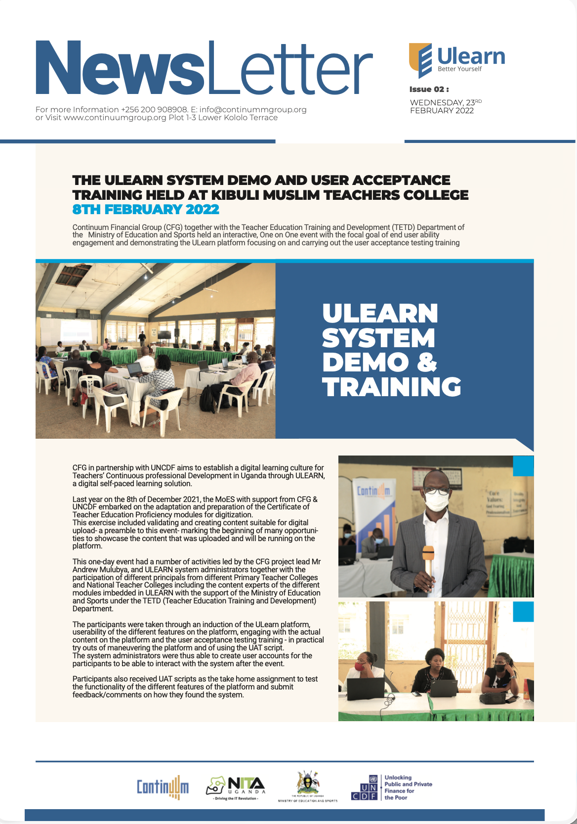  The Ulearn System Demo and User Acceptance Training Held at Kibuli Muslim Teachers College 
