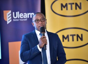 Mr. Brian Mbasa, senior Manager MTN Foundation, MTN Uganda at the launch of Continuum Financial Group’s partnership with MTN particularly the zero rating of the Ulearn platform partnership in 2023